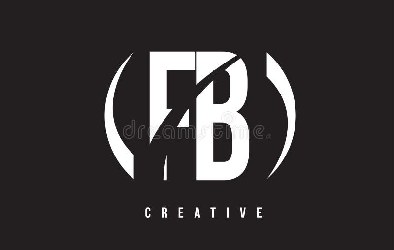 FB F B White Letter Logo Design with Black Background. Stock Vector