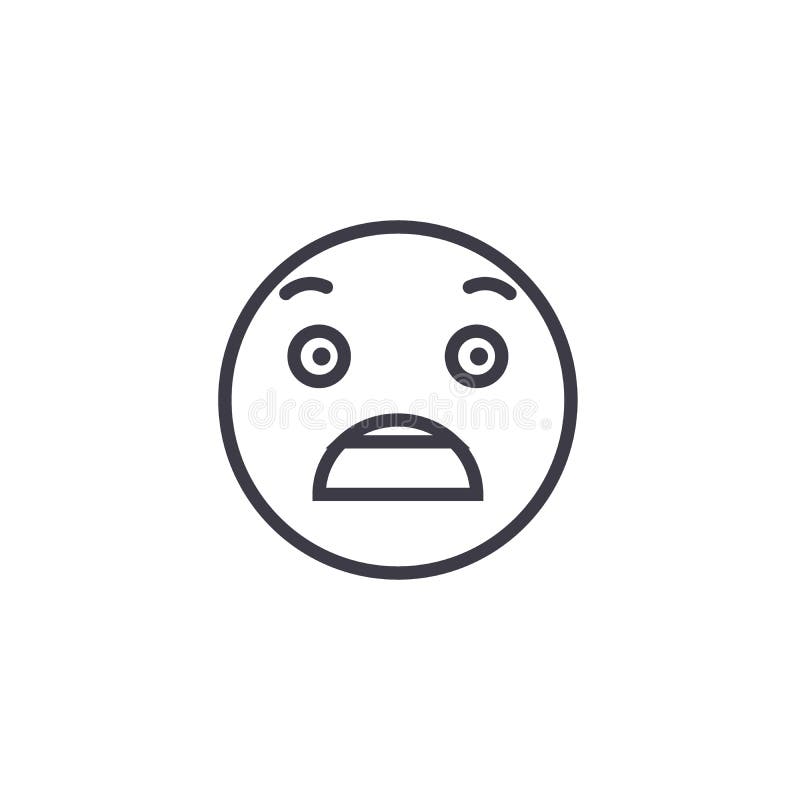 Scared expression face emoji line icon, Stock vector