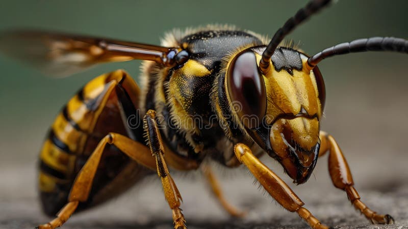 Fearsome Hornet Close Up With Sharp Stinger stock illustration