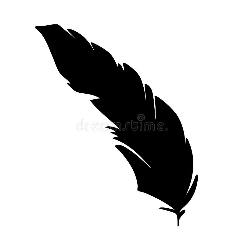Feather of Birds. Black Feather Silhouette for Logo Vector Set Stock Vector  - Illustration of painting, fine: 229829506