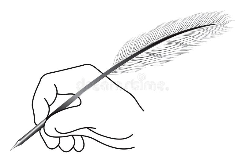 Feather Quill Pen Icon, Classic Stationery Illustration. Stock Vector -  Illustration of history, inkwell: 147890960