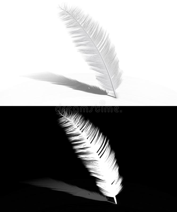 Feather and Ink Bottle 3d Render with Alpha Channel Stock
