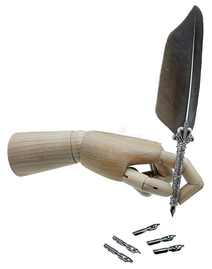 Vintage Silver Feather Quill Stock Photo Image of antique, plumate