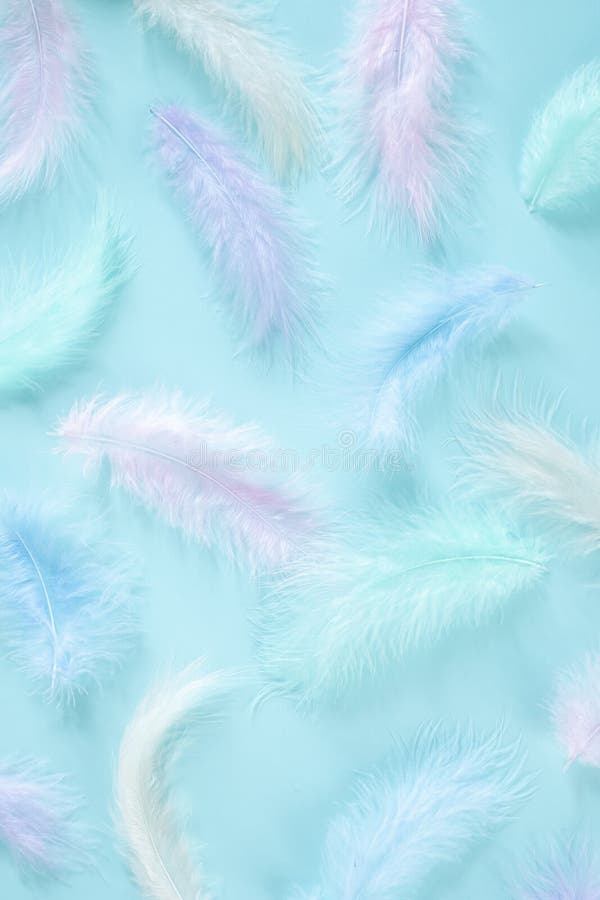 Feathers Multicolored Background in Pastel Colors. Feathers Pattern ...