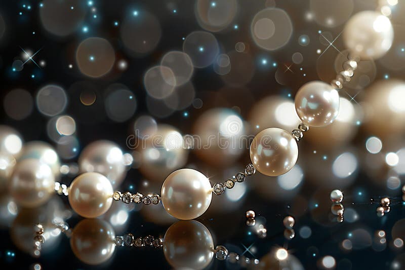 Featuring a closeup of the delicate pearl necklace, with each bead reflecting light and creating an elegant pattern on its s royalty free illustration.