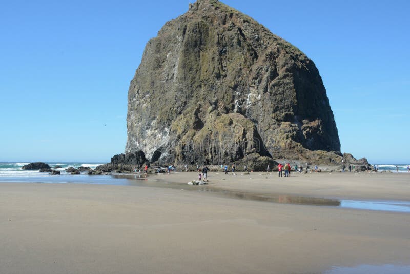 Featuring Haystack Rock at Cannon Beach, Oregon Stock Image Image of