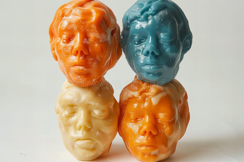 Featuring a stack of four plastic play dough balls, high quality, high resolution royalty free illustration.