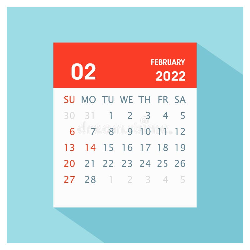 February 2022 Calendar Template February 2022 - Calendar Icon Stock Vector - Illustration Of Design,  Isolated: 221581282