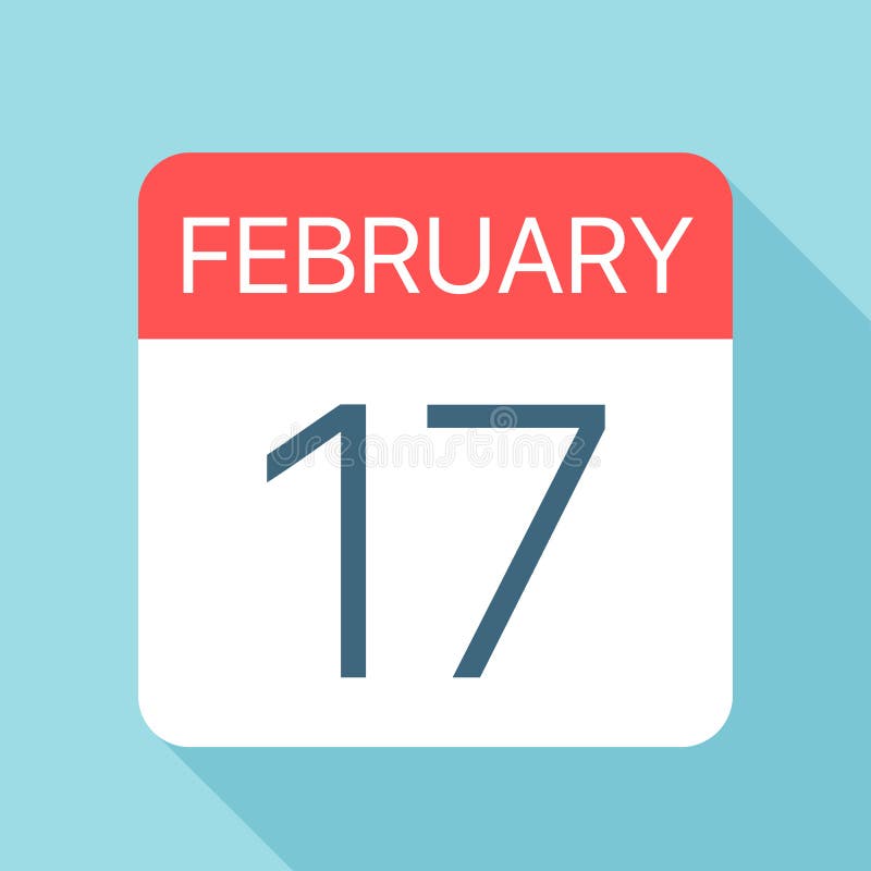 February 17 Calendar Icon. Vector Illustration of One Day of Month