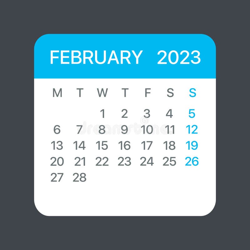 February 2023 - Table Calendar - 3D Illustration Stock Illustration