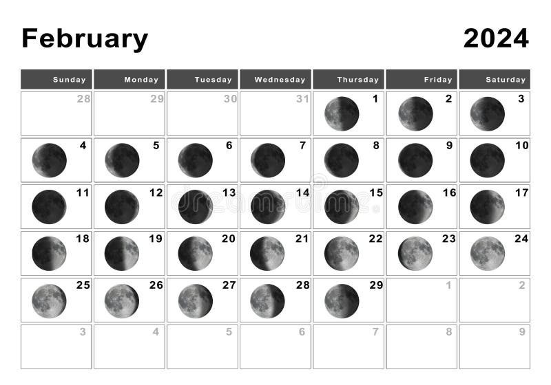 February 2024 Lunar Calendar, Moon Cycles Stock Image Image of lunar