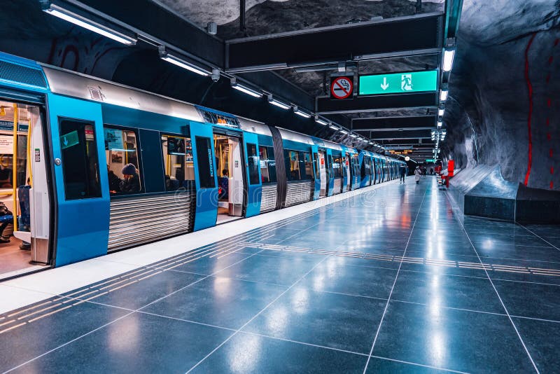14 February 2020, Stockholm Sweden. Metro Station With Underground ...