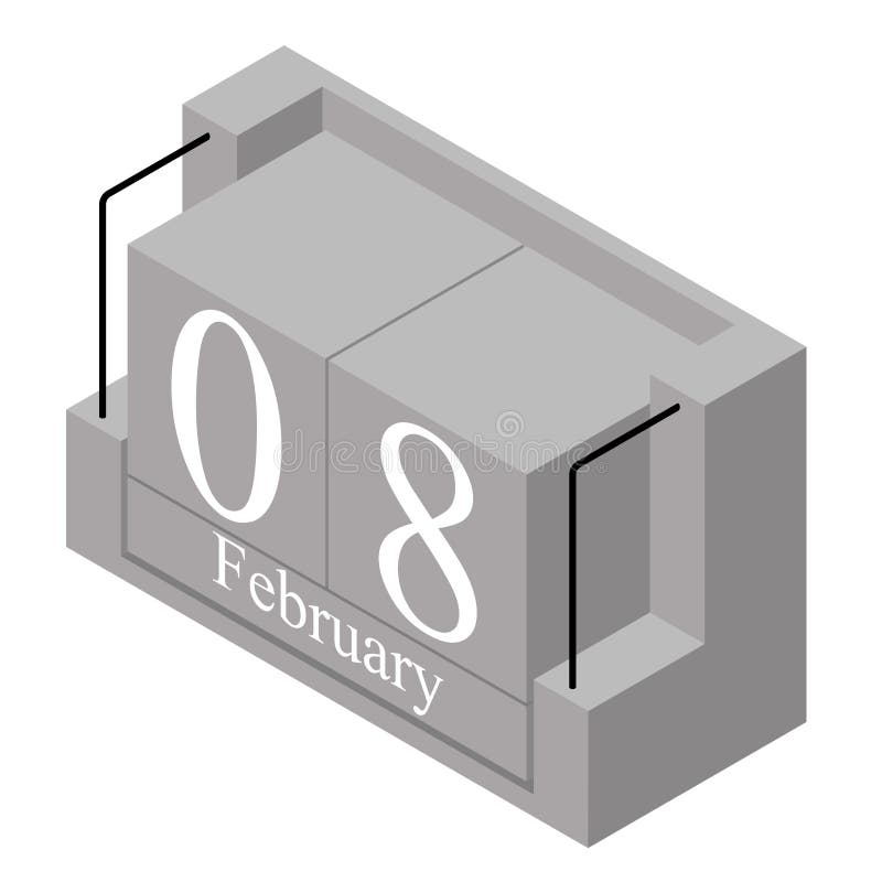 February 8th Date On A Single Day Calendar Gray Wood Block Calendar February 8th Date On A Single Day Calendar Gray Wood Block Calendar