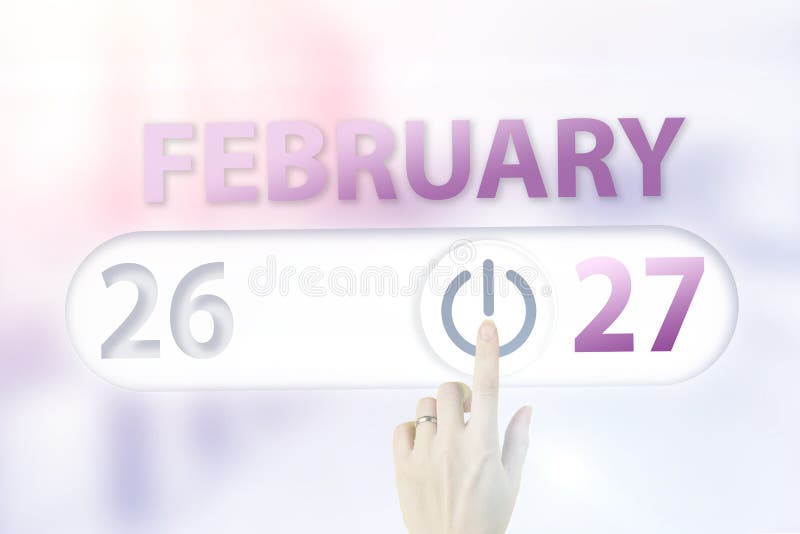 February 27th. Day 27 of Month, Calendar Date.Hand Finger Switches