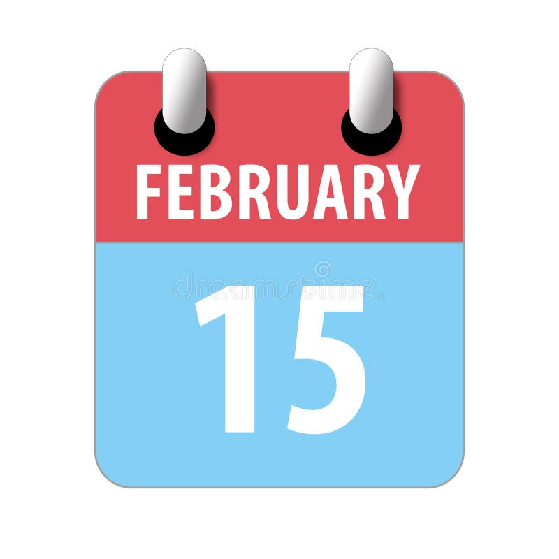 February 15th. Day 15 of Month,Simple Calendar Icon on White Background