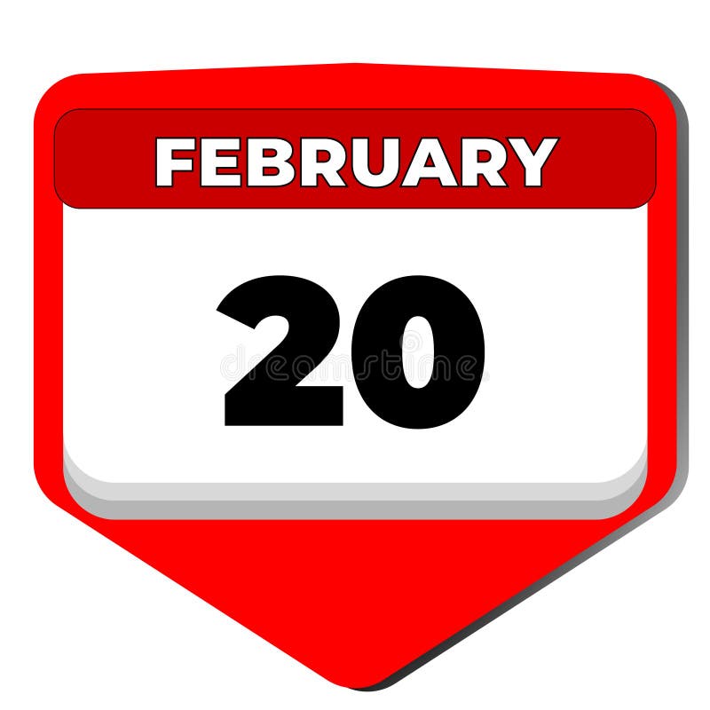 20 February Vector Icon Calendar Day. 20 Date of February. Twentieth