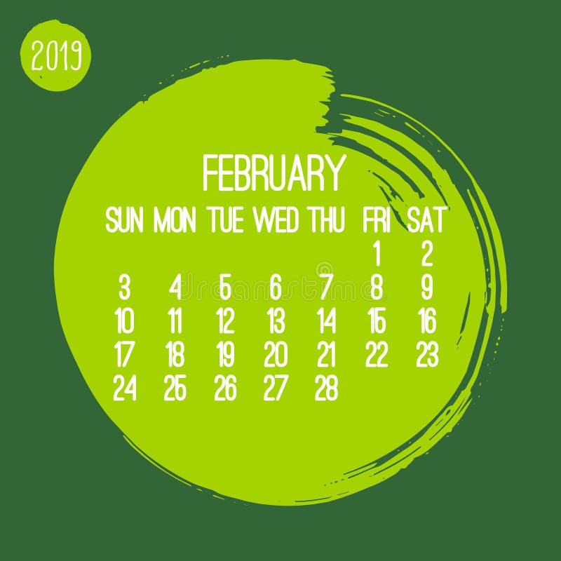 february-year-2019-monthly-calendar-stock-vector-illustration-of