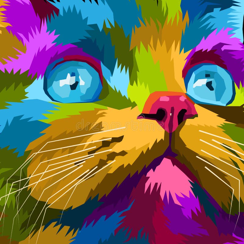 Retrato De Arte Pop Colorido De Gato Poster Premium Decoração Isolada  Ilustração do Vetor - Ilustração de geométrico, selvagem: 205583341