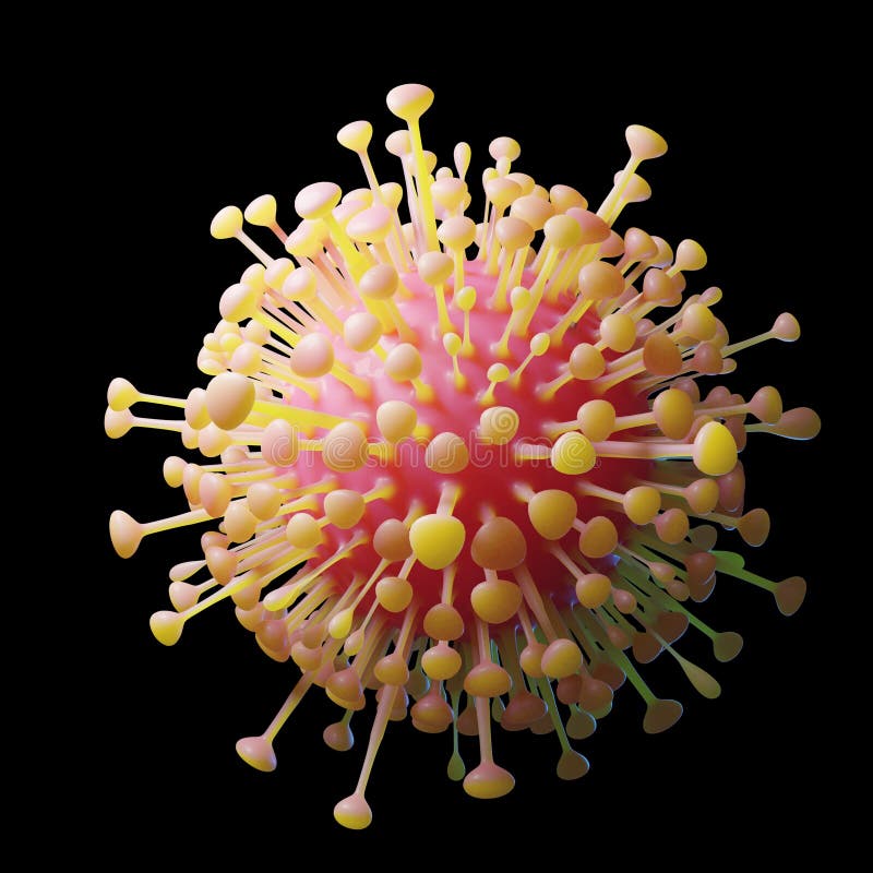 Fechar partículas do vírus da corona ou do vírus da coroa19 isoladas sobre fundo preto.