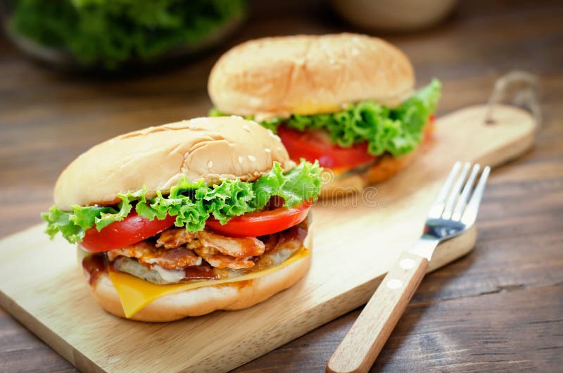 Close up de hambúrguer caseiro com queijo fotos de stock