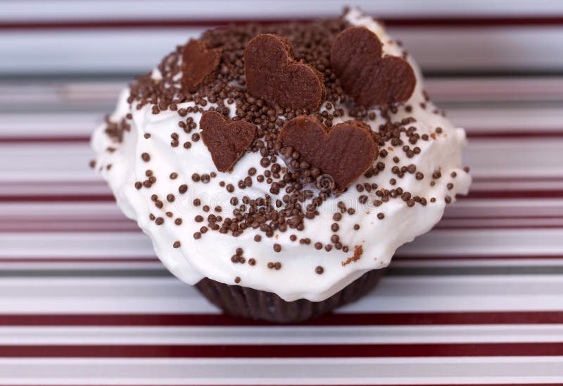 Feche acima do queque caseiro dos pedaços de chocolate do feriado delicioso fotos de stock