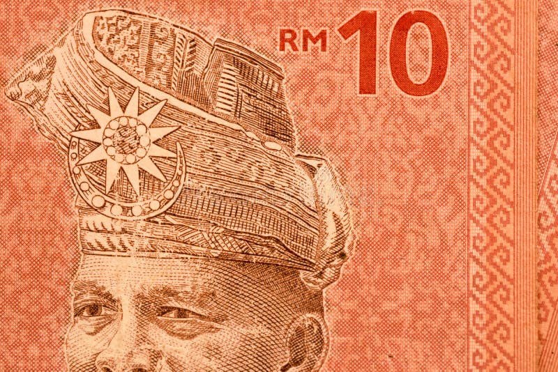 Feche a nota de moeda do Malásia Ringgit MYR fotografia de stock