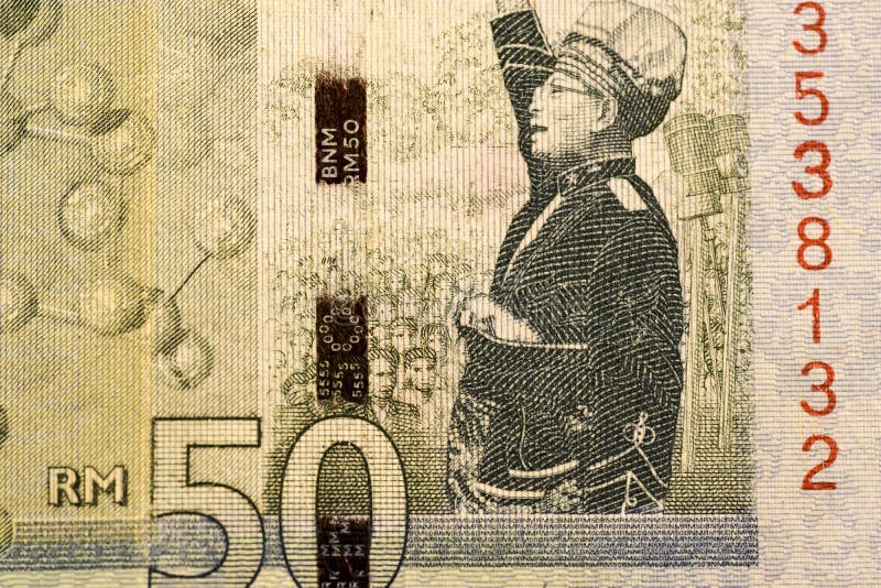 Feche a nota de moeda do Malásia Ringgit MYR foto de stock