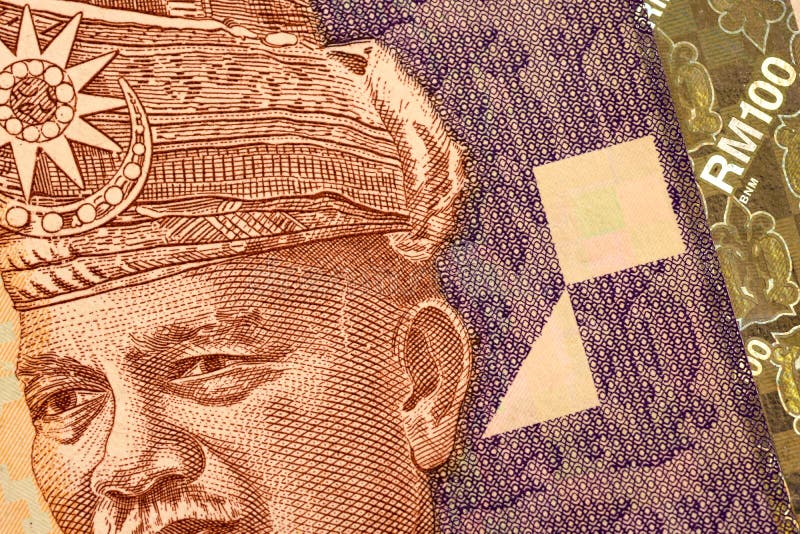 Feche a nota de moeda do Malásia Ringgit MYR imagem de stock royalty free