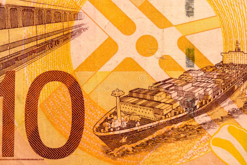 Feche a nota de moeda do Malásia Ringgit MYR foto de stock royalty free