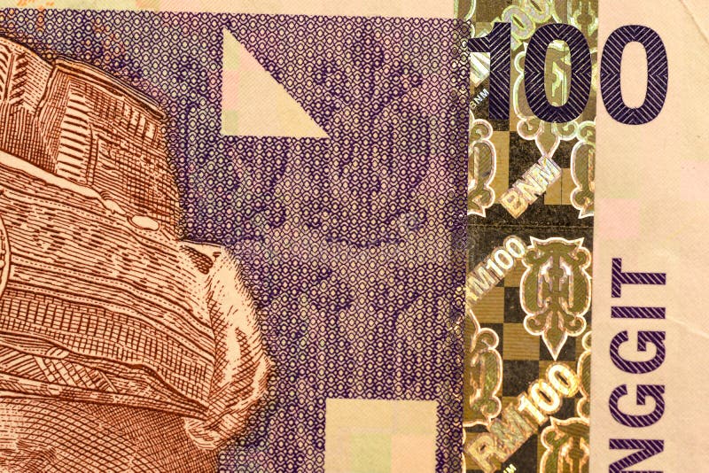 Feche a nota de moeda do Malásia Ringgit MYR fotos de stock