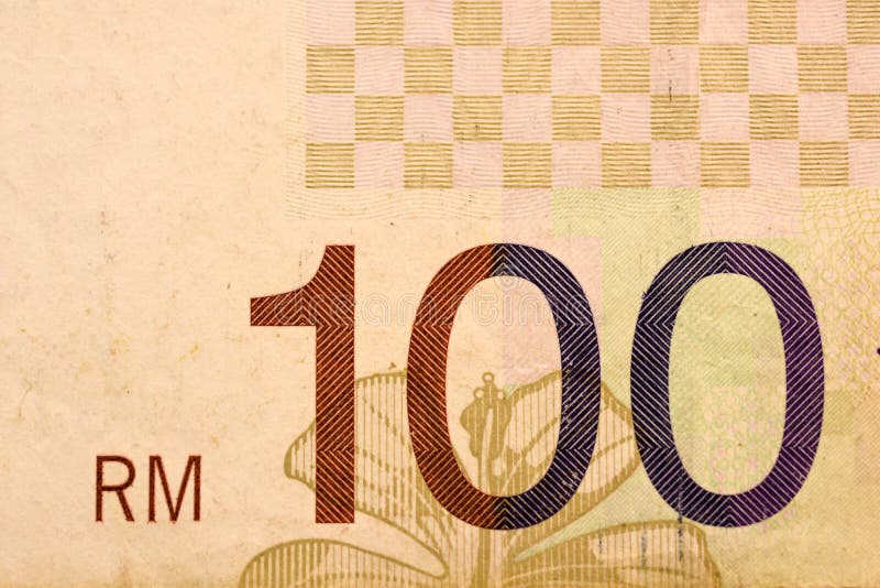 Feche a nota de moeda do Malásia Ringgit MYR fotografia de stock