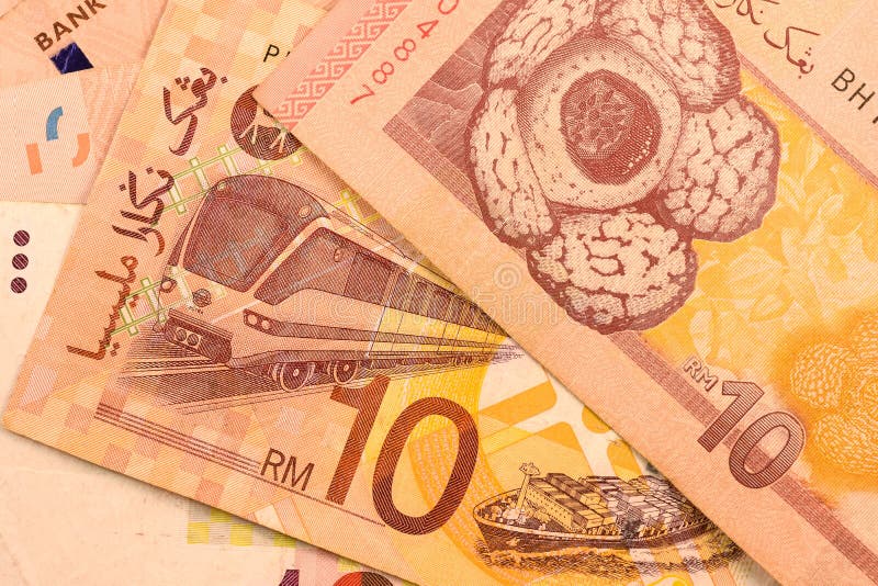 Feche a nota de moeda do Malásia Ringgit MYR imagens de stock royalty free