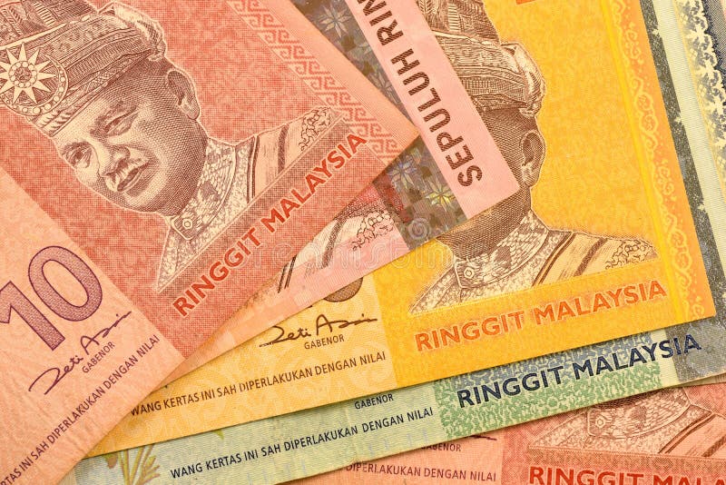 Feche a nota de moeda do Malásia Ringgit MYR fotografia de stock