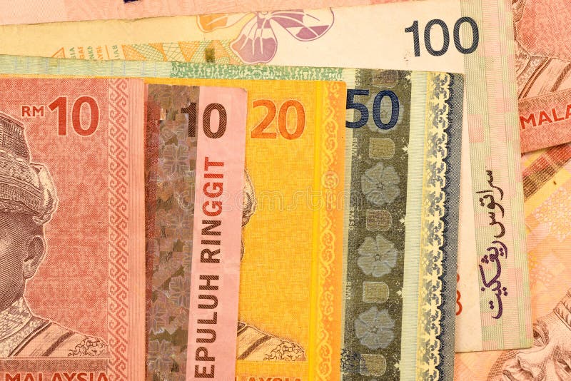 Feche a nota de moeda do Malásia Ringgit MYR imagens de stock royalty free