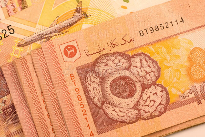 Feche a nota de moeda do Malásia Ringgit MYR imagem de stock royalty free