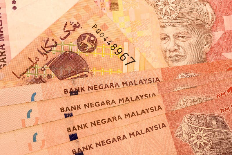 Feche a nota de moeda do Malásia Ringgit MYR imagens de stock royalty free