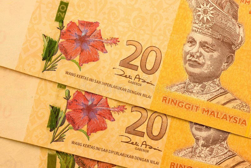 Feche a nota de moeda do Malásia Ringgit MYR imagens de stock