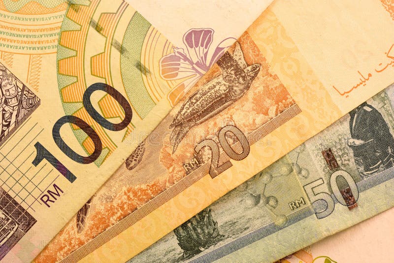 Feche a nota de moeda do Malásia Ringgit MYR imagens de stock royalty free