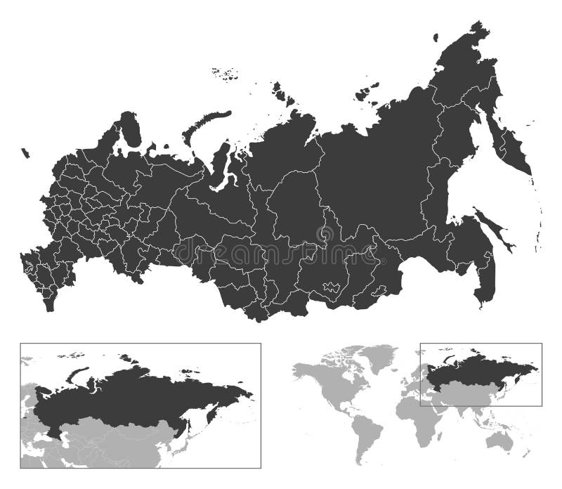 Federação Russa Detalhada Mapa Político - Arte vetorial de stock e