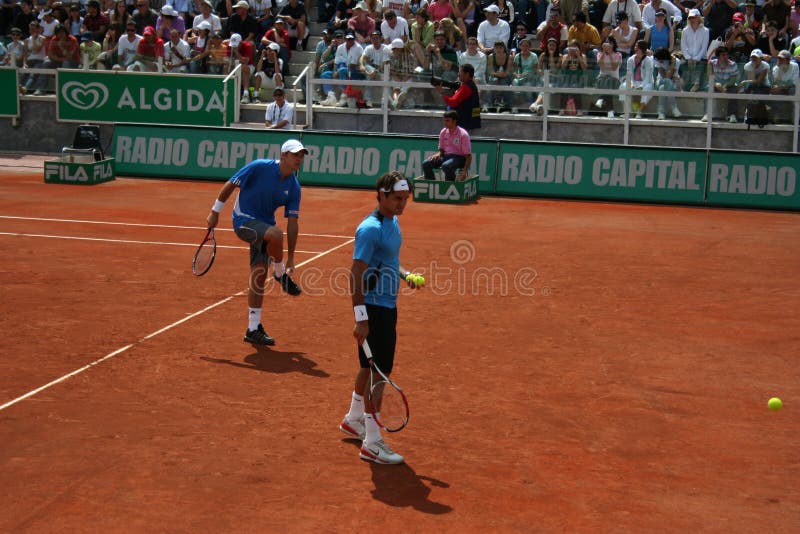 Federer und Wawrinka in Rom stockfotos Federer und Wawrinka in Rom stockfotos