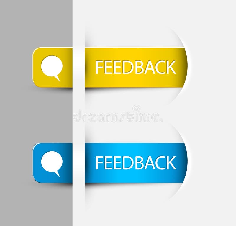 Yellow and blue Feedback Labels / Stickers on the edge of the (web) page. Yellow and blue Feedback Labels / Stickers on the edge of the (web) page