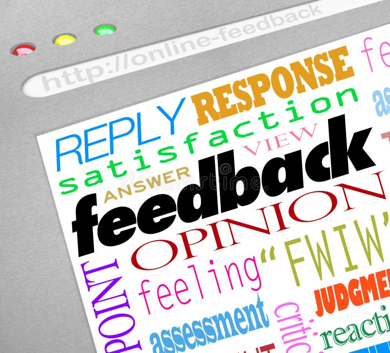 Feed-back-on-line-Übersicht beantwortet Meinungen lizenzfreie abbildung Feed-back-on-line-Übersicht beantwortet Meinungen lizenzfreie abbildung