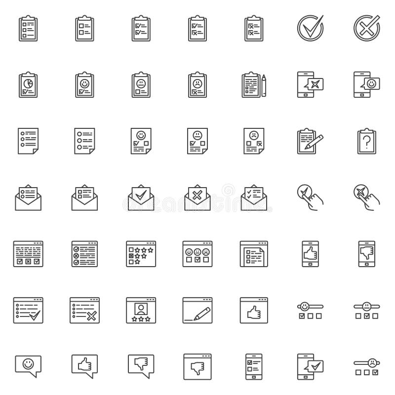 Feedback line icons set royalty free illustration