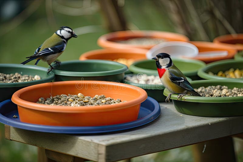 Feeders of Different Sizes and Shapes for Different Types of Birds