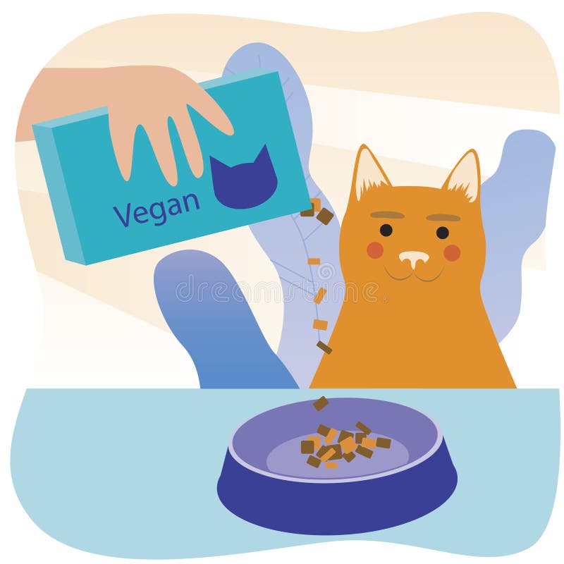 Feeding a Cat with Vegan Food from a Bowl As an Eco Friendly, Veganism  Concept Flat Vector Stock Illustration with Hand, Cat Food Stock  Illustration - Illustration of feline, leaves: 196976780