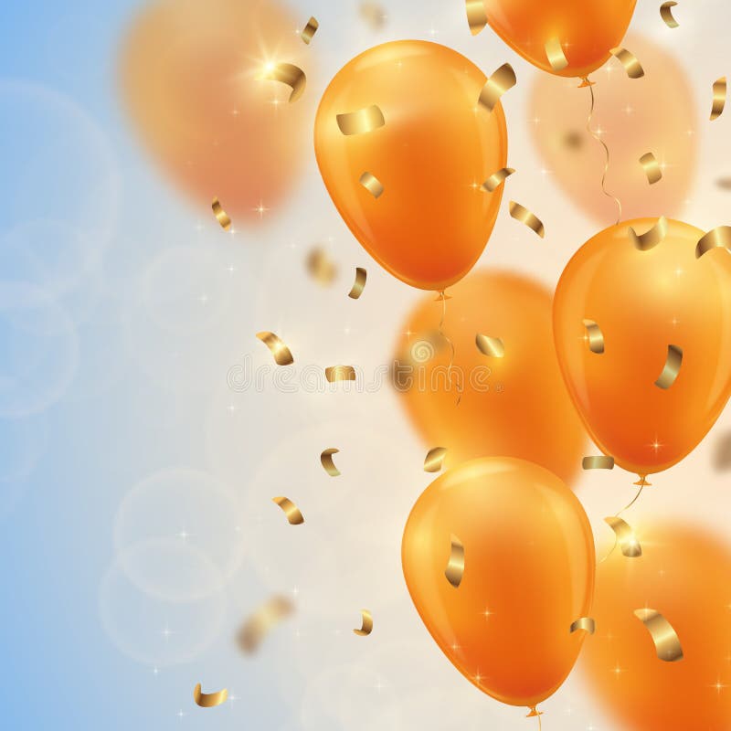 Feestelijke achtergrond met gouden ballons en confettien vector illustratie Feestelijke achtergrond met gouden ballons en confettien vector illustratie
