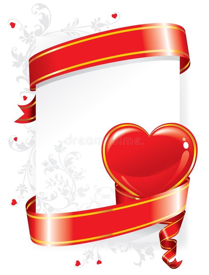 Festive background for Valentine's Day with hearts and red ribbon. Festive background for Valentine's Day with hearts and red ribbon