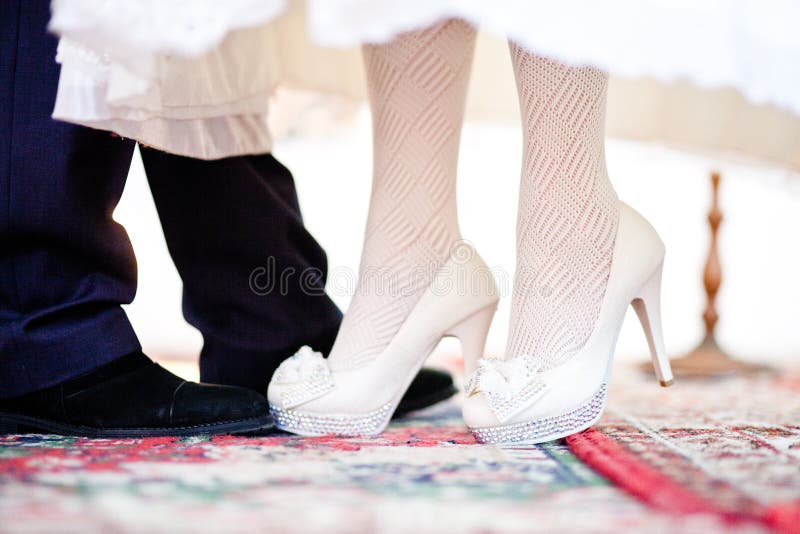 Feet of the Bride and Groom in Shoes Stock Image - Image of wedding ...