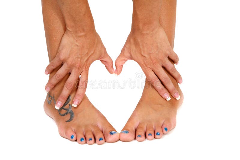 Feet and Hands Shape of a Heart on White