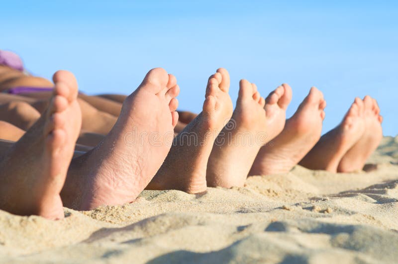 Feet relax at beach royalty free stock images